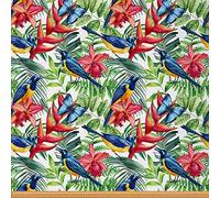 Décoration florale Tissus au Metre, Jungle Feuilles de palmier tropical Oiseaux Tissu 276x150cm chaise, fleur papillon aquarelle Tissu maison et maison Projet de bricolage, rouge vert