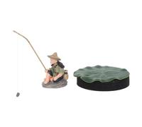 Décoration Flottante Aquarium Pêcheur Réaliste avec Base Feuille, 1 Set | Pvc et Métal, Structure Flottante Stable, Format Compact 6, 5x4, 8x4, 2cm, pour Aquarium