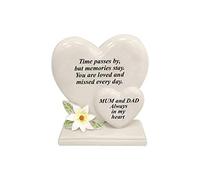 Décoration funéraire personnalisée avec double cœur | Décoration de tombe Cadeau dans la mémoire de vos proches décédés (maman et papa)