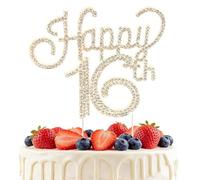 Decoration Gateau Anniversaire 16 Ans Happy 16th Birthday Décoration Or Glitter Cake Topper gateau d'Anniversaire Fête Deco pour Fille et Garçon