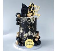 Decoration Gateau Anniversaire 26 Pièces Boule Decoration Gateau Noir Or Deco Gateau Anniversaire Topper Gateau Décoration Cupcakes, Muffins, Glaces, Fruits