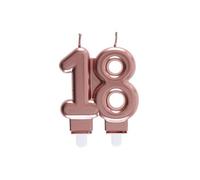Décoration gâteau anniversaire avec bougie 18 ans rose gold métallique (x1) REF/6932