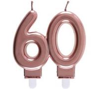 Décoration gâteau anniversaire avec bougie 60 ans rose gold métallique (x1) REF/6932 Rose G