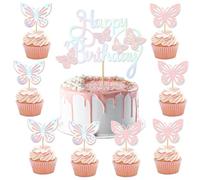Decoration Gateau Anniversaire Fille, 36 Pièces Deco Gateau Rose Cake Topper Rêver Décoration Gâteau Populaire pour Fête à Thème, Baby Shower, Anniversaire, Mariage
