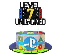 Décoration Gâteau Anniversaire Jeux Vidéo, Cake Topper 7 Ans, Décorations Gaming Thème Console de Jeu à Paillettes, Toppers Cupcake Fête 7e Enfant