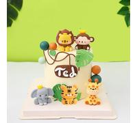 Decoration Gateau Anniversaire Jungle, 5 Pièces Mini Figurine Jungle Deco Gateau Animaux Figurines Cake Topper pour Garçons Filles Anniversaire Fête Accessoires