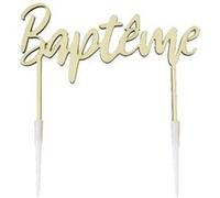 décoration gâteau bois baptême 11x8.5cm nature - hobi dek0751 Gris G