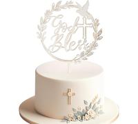 Decoration Gateau Communion Cake Topper Baptême Deco Gateau Croix God Bless Topper GâTeau pour Garçon Fille, DéCoration Première Communion