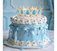décoration gâteau couronne bleue boules décoratives bougies anniversaire | décoration gâteau couronne bleue boules décoratives bougies anniversaire ornement papillon événement naissance avec couronne