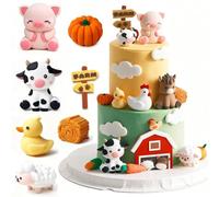Décoration Gâteau Ferme 9 Pcs Anniversaire Ferme Jungle Sécurité Enfant avec Volcan Œuf Arbre Feuillage Cake Toppers pour les Fêtes D'anniversaire sur le Thème de la Jungle pour Enfants (B)