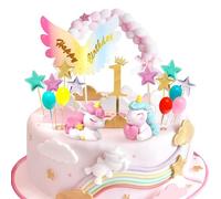 Decoration Gateau Licorne 1 An, Décoration Gteau Anniversaire Fille Licorne 1er, Deco Gteau Cake Cupcake Topper pour Enfant Fille Garçon Anniversaire