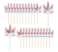 Decoration Gateau Licorne,24 pcs Topper de Gâteau Cupcake Licorne Toppers Decoration Anniversaire Licorne,pour Les Enfants Anniversaire Bébé Douche Fête de d'anniversaire Mariage Décorations De Fête