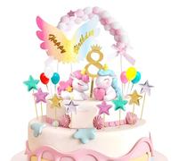 Decoration Gateau Licorne 8 An, Décoration Gteau Anniversaire Fille Licorne 8er, Deco Gteau Cake Cupcake Topper pour Enfant Fille Garçon Anniversaire