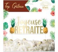 Décoration gâteau - Motif tropical - Joyeuse retraite - 17x13cm - Tropical party