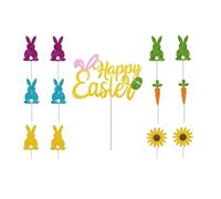 Décoration Gâteau Paques, 13 Pcs Deco Gateau Paques, Paques Cake Topper, Décoration de Gâteau Lapin, Gâteau Topper Lapin Pâques pour Anniversaire, Fêtes de Pâques