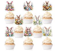 Décoration Gâteau Paques, 24pcs Decoration Gateau Lapin, Cake Topper Lapin, Decoration Gateau Anniversaire Lapin, Bunny Cake Topper, Décorations de Gâteaux Sucrées pour Pâques (C)