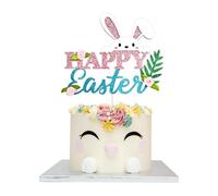 Decoration Gateau Pâques, Topper Gateau de Happy Easter, Pétillant Cake Topper Paques, Mignon Deco Gateau de Lapin pour Fournitures de Fête à thème de Pâques