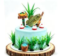 Decoration Gateau Pêche Deco Gateau Anniversaire Poisson, 11 Pièces Deco Gateau Pêche Cake Topper Poisson, Décoration de Gâteau pour Fête d'Anniversaire Départ à La Retraite Babyshower
