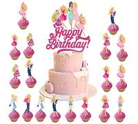 Decoration Gateau Princesses, Deco Gateau Princesses, 17PCS Cake Topper, Topper Gateau, Cupcake Decoration Anniversaire Princesse, Topper Happy Birthday, pour Enfant Fête