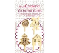 Décoration Gâteau Scrapcooking Bois Pour Gateau De Noel X4