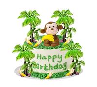 Decoration Gateau Singe, 11 Pièces Décoration de Gâteau, Figurines D'animaux de la forêt, Jungle Cake Topper, Décoration de gâteau d'anniversaire, pour Fête Anniversaire, Babyshower, Décoration Jungle