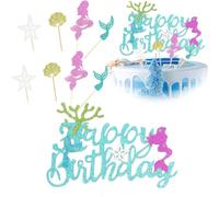 Décoration Gâteau Sirene Anniversaire Fille, Sirène Cupcake Decoration, Happy Birthday Sirene Pour Enfants, Baby Shower