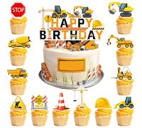 Decoration Gateau Véhicules, 13pcs Construction Vehicles Gâteau Topper/Véhicules Gâteau Décoration/Deco Gateau Construction, Décoration Gâteau Véhicule de Construction pour Deco Anniversaire Chantier
