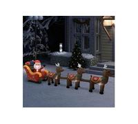 Décoration Gonflable de Père Noël et de Rennes LED Ornement d'Extérieur Décoration de Jardin Arrière-cour Résistance aux Intempéries 490 cm 288849