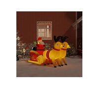 vidaXL Décoration gonflable de Père Noël et renne à LED 130 cm