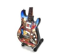 Decoration Guitare Miniature 22 Cm Avec Son Chevalet Tribute Iron Maiden Trooper