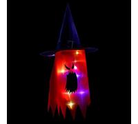 Décoration Halloween chaudron qui s'illumine dans l'obscurité, à suspendre avec pendentifs en forme de citrouille, articles de fête, décoration intérieure et extérieure, porte-manteau de porte (rouge