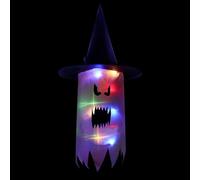 Décoration Halloween chaudron qui s'illumine dans l'obscurité, à suspendre avec pendentifs en forme de citrouille, articles de fête, décoration intérieure et extérieure, porte-manteau (Purple, 76 x 37