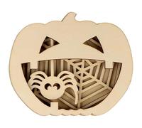 Décoration Halloween en bois - Citrouille Araignée - 11,7 x 13,8 x 2,3 cm
