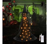 Décoration Halloween Extérieur Sorcière Automate, Fantôme pour Porte avec Support de Base et Ballon - Maison Hantée, Fête, Jardin, Intérieur (A)
