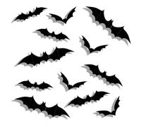 Decoration Halloween,Pack De 60 Chauve Souris Halloween,Chauve-Souris D'Halloween Décorations,4 Tailles Autocollants à Chauves-Souris En Interieur,Sticker Suspendre 3D Decoraties