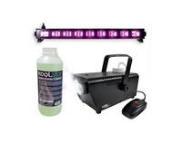 Décoration Halloween Réglette Barre Néon Lumière noire 9x3W FLUO BLACK LIGHT + Mini Machine à fumée et Liquide