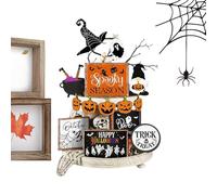 Décoration Halloween style campagnard, enseigne rustique de bureau avec fantôme et fête Halloween pour table salon chambre bibliothèque