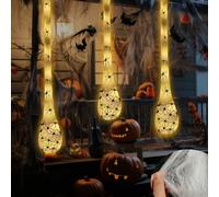 Decoration Halloween, Toile d'araignée Lumière Halloween, Decoration Toile d'araignée Suspendu,Œuf d'araignée de 90 Cm de Long, 3 Modes d'éclairage, Convient pour Le Jardin L'intérieur Le Couloir