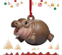 Décoration hippopotame pour Noël - Ornements de sapin de Noël 2D amusants | Décoration de sapin de Noël à suspendre, fournitures de fête pour les bureaux, les salles de classe | Dortoirs, écoles et
