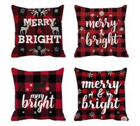 DéCoration Hiver Taie Oreiller 55x55cm Lumineux, Lot De 4 Lin Housse Coussin Canape, flocon de neige Carré Oreiller Cadeau Noel Pour DéCorative La Maison, Fermeture à GlissièRe Invisible Q-321