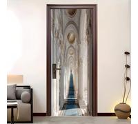 Décoration Intérieure Sticker Porte, Luxueux Palais de Style EuropéEn Imperméable PVC Auto-adhésifs Amovible Blanc Papier Peint Porte pour Cuisine Chambre Salle Décoration Entree 73x205 cm