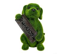 Décoration Jardin Chien Peluche 27cm Peint Main(Flocked Small) | Résine pour robuste, finition peluche douce, imperméable, 27cm, pour idéal jardin patio