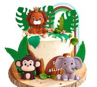 décoration jungle arc en ciel vert sauge animaux gâteau anniversaire thème fête enfants filles baby shower