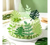 décoration jungle pour gâteau avec feuilles tropicales | Deco et topper de gateau jungle avec feuilles exotiques pour fete estivale thematique tropicale