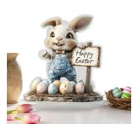 Décoration Lapin | Acrylique 2D double face | Pièce maîtresse de Pâques, centre de table avec oeufs de lapin de bureau de printemps | Décoration de manteau de fête de mariage pour étagère de sogg