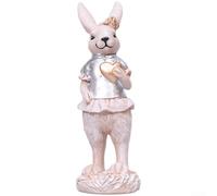 Décoration lapin en résine avec accents argentés raffinés pour étagère sur le thème du printemps et décoration de chambre (A)