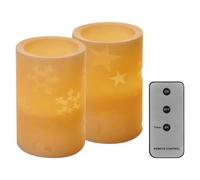 Décoration LED - 2 Bougies En Cire, 12,5 Cm, 2 AA, Contrôleur, Minuteur