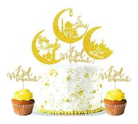 Décoration LED Eid Ramadan Mubarak - AMOUNE - 35 Pièces - Paillettes dorées