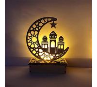Décoration LED Eid Ramadan Mubarak Décorations Ornement en Bois Musulman LED Croissant, Ramadan Veilleuse, pour L'Aïd Mubarak Islamique Musulman Festivals Mosquée Prière