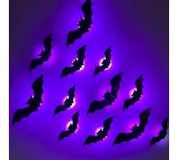 Décoration LED en forme de chauve-souris 3D, autocollants muraux décoratifs 3D pour la maison, la fête d'Halloween (appât - 24 pièces)